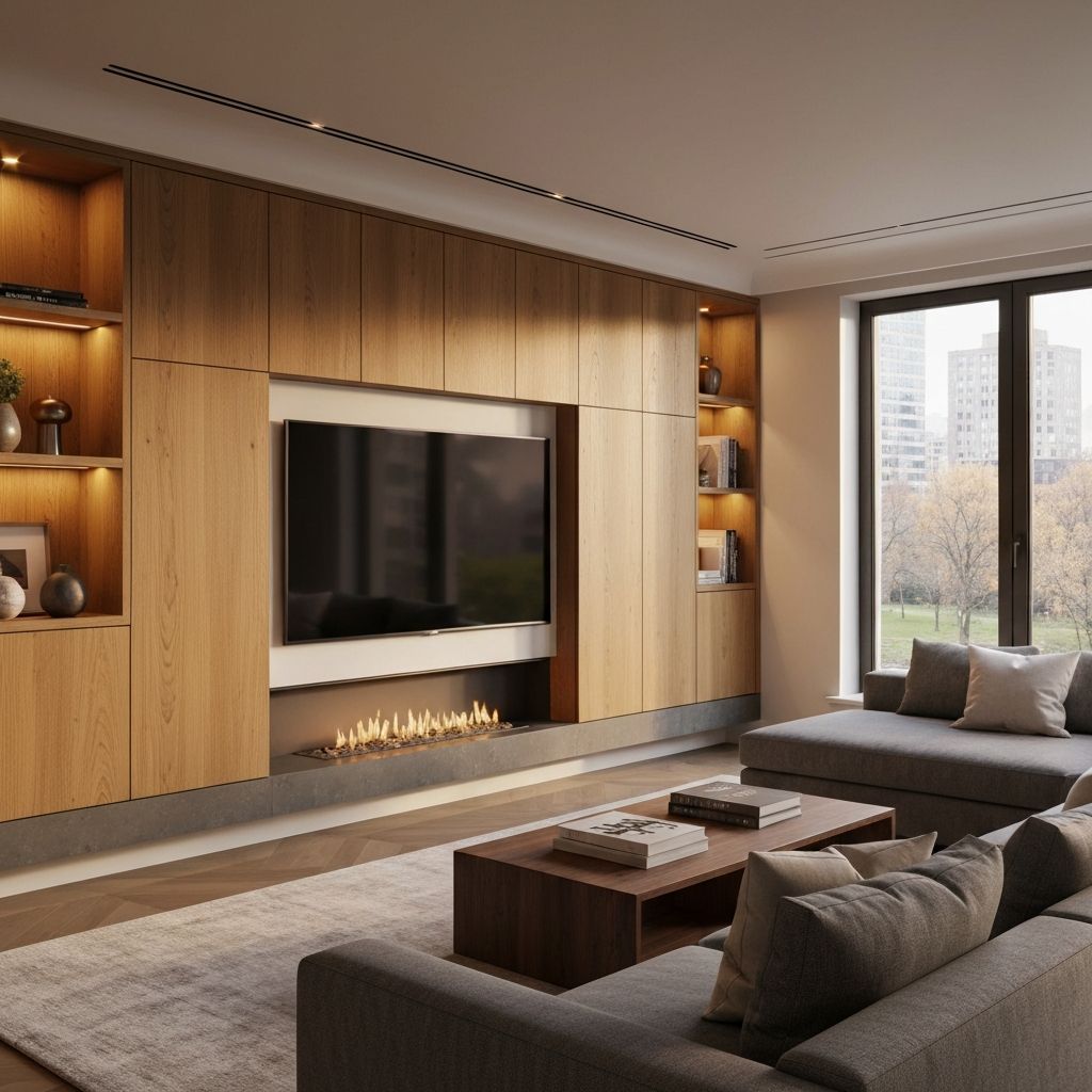 Sleek TV unit with ambient lighting